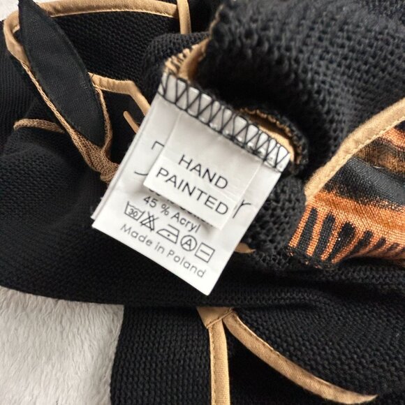 Jaskar Womens Black Knit Hand-Painted Cardigan Sweater Small Art to Wear Buttons - Picture 4 of 13